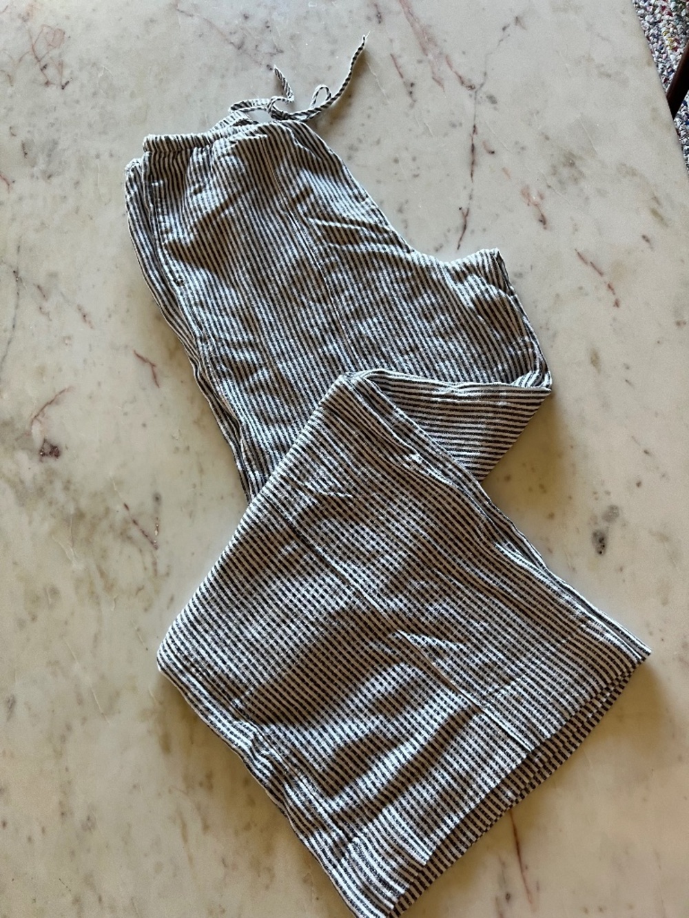 NWOT Linen blend striped wide leg with pockets